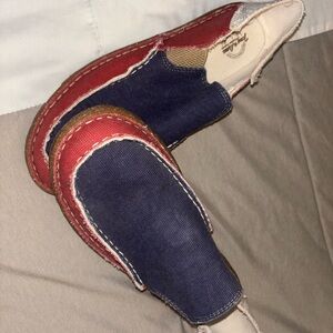 Tony lama gator pattern opanka shoes slip on - red white and blue